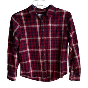 SONOMA BOYS RED BLUE PLAID LONG SLEEVE BUTTON UP SHIRT FRONT POCKET SIZE LARGE